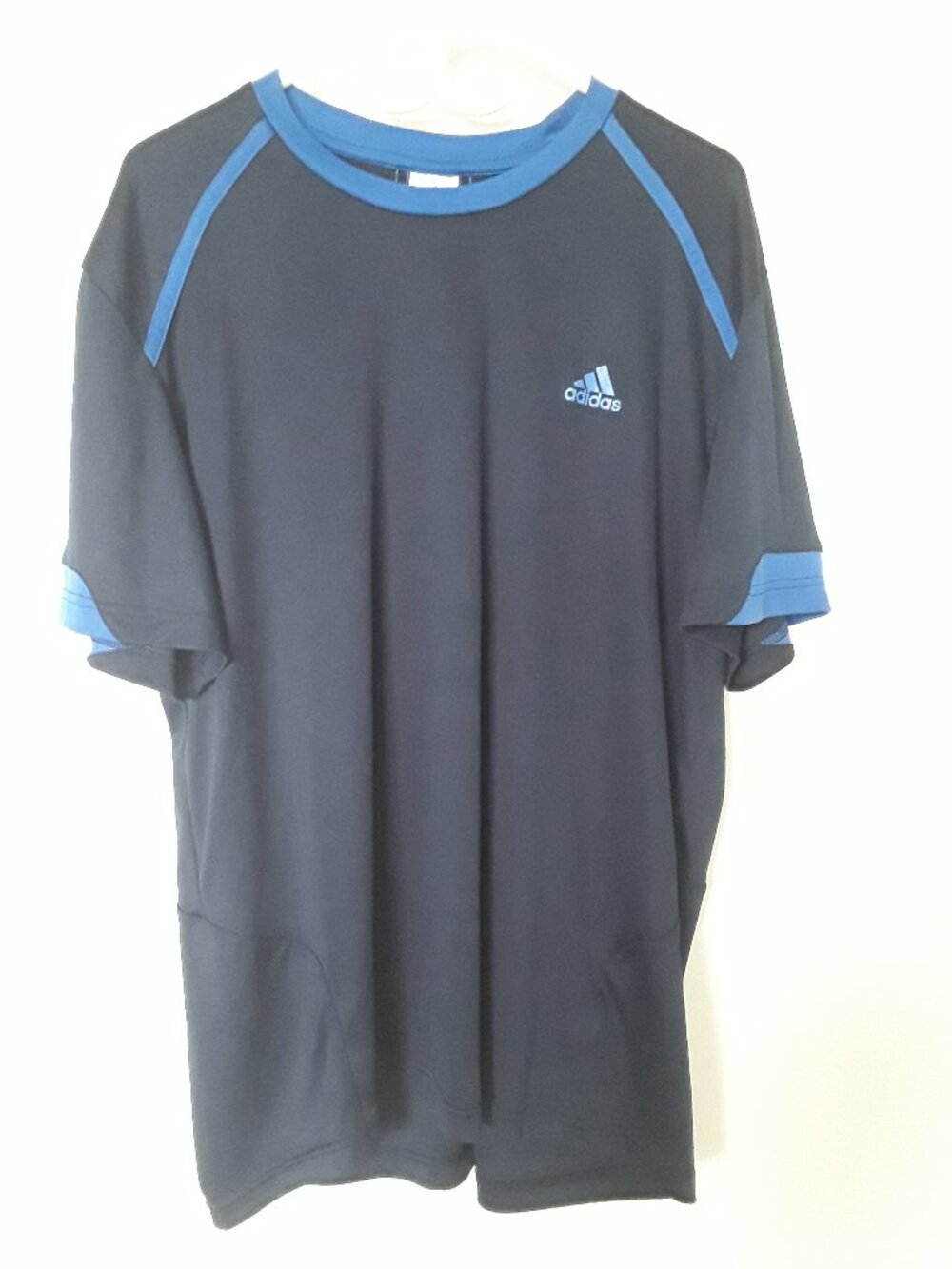 Adidas XL Sports Shirt – Navy/Black with Blue Trim – Short Sleeve